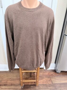 Daniel Bishop 100% Cashmere Sweater XL Brown Crew Neck Soft Luxury Knit